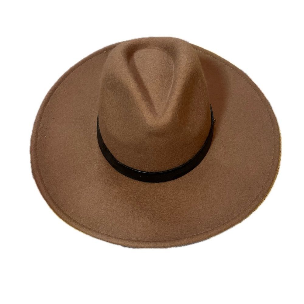 Carly Jean Los Angeles Brown Wide Brim Adjustable Ban Fedora Hat